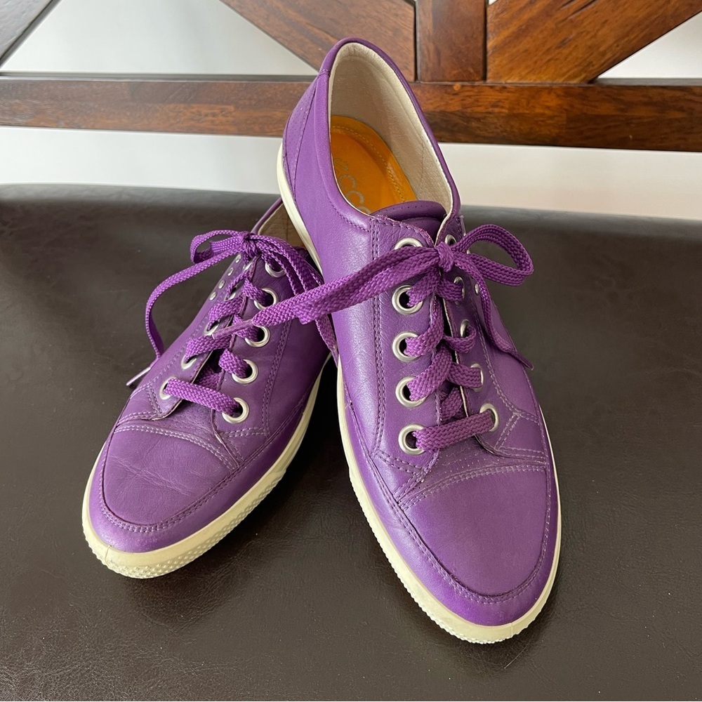 Ecco purple leather women's street premiere golf shoe tie up size 37